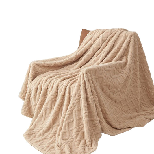 Flannel Throw Blanket Soft Fuzzy Cozy Warm Blanket Air-conditional Blanket Khaki
