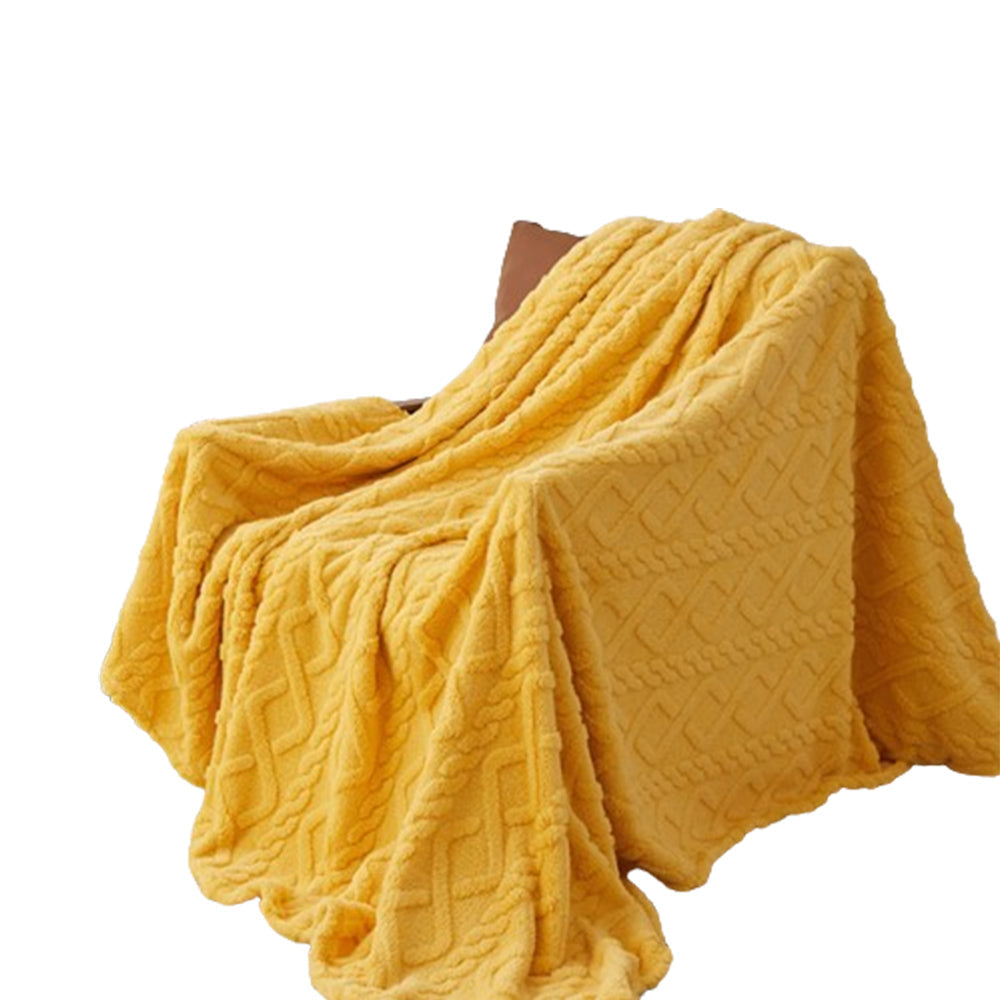 Flannel Throw Blanket Soft Fuzzy Cozy Warm Blanket Air-conditional Blanket Yellow