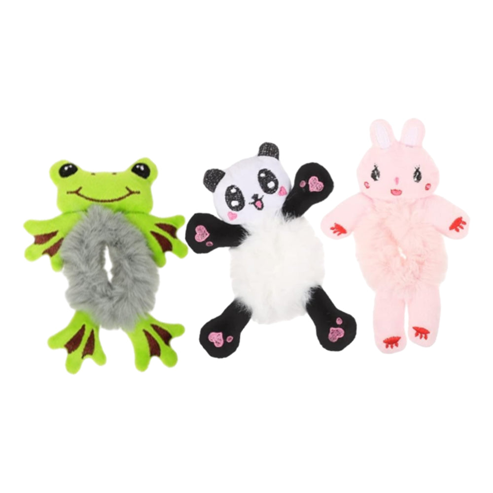3Pcs Cute Animal Scrunchies Elastics Hair Ties Plush Hair Bands Ponytail Holder