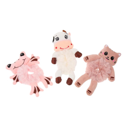 3Pcs Cute Animal Scrunchies Elastics Hair Ties Plush Hair Bands Ponytail Holder