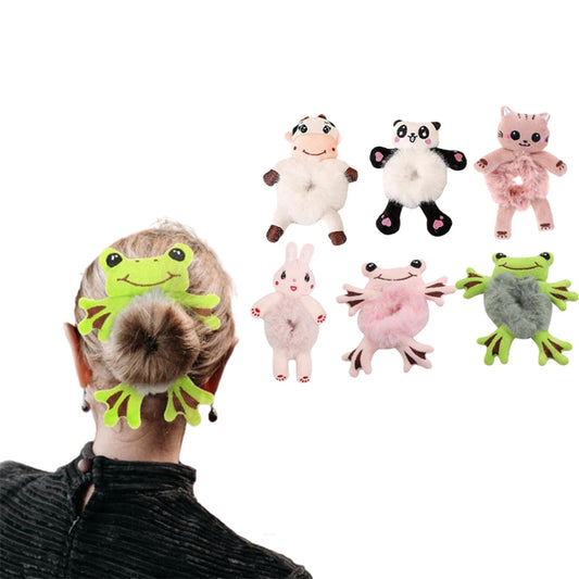 6 Pieces Cute Animal Scrunchies Hair Ties Fluffy Hair Bands Elastic Hair Rope Hair Styling Tools