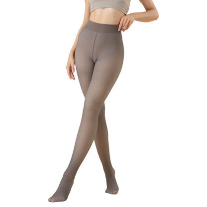 Women Thermal Lined Translucent Pantyhose Warm Fleece Tights Stockings Coffee