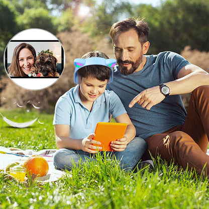 Bluetooth 5.0 Wireless Cat Shape Headphones with RGB Light Foldable Headset Light Blue