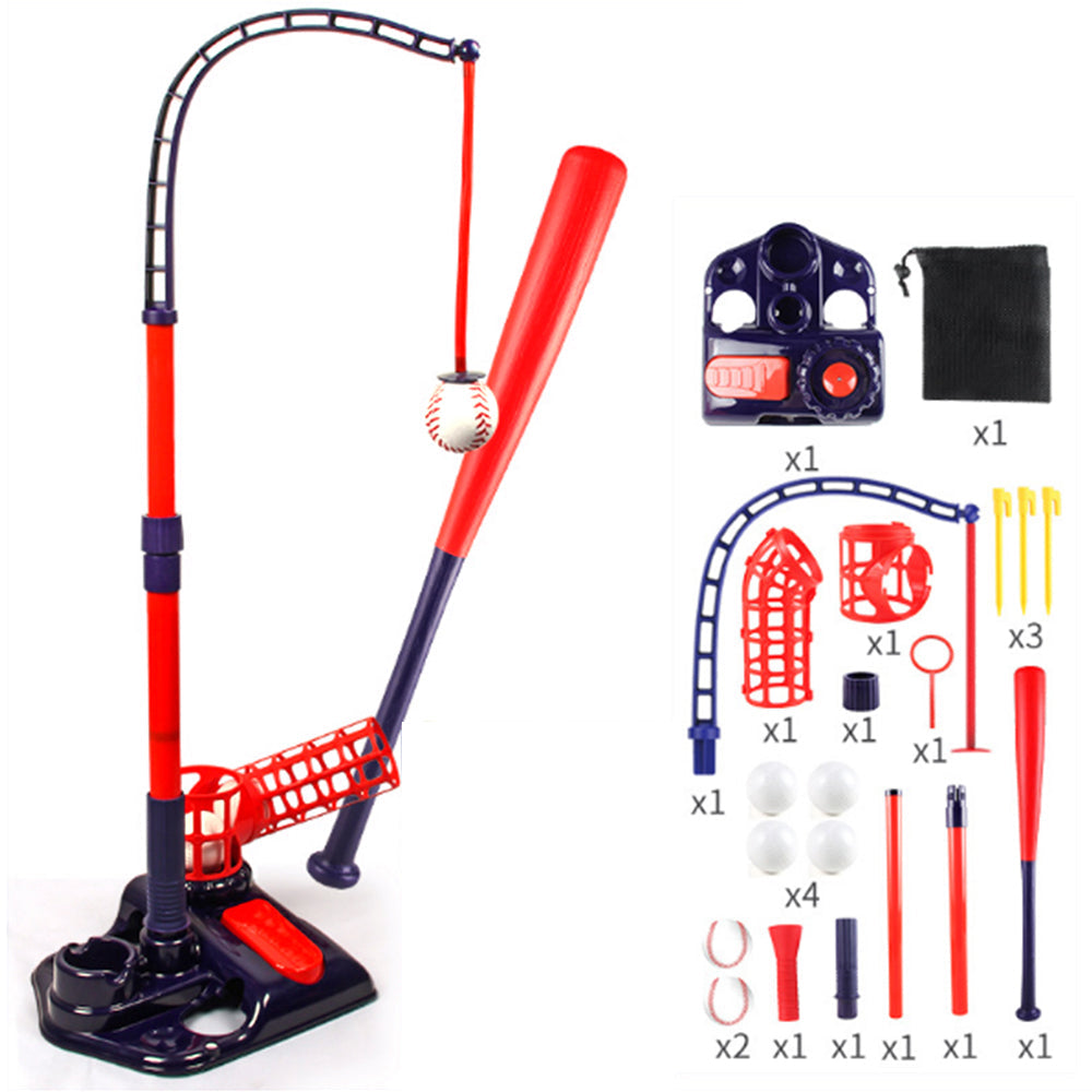 3-in-1 Tee Ball Set for Kids Retractable Baseball Batting Tee Set Red