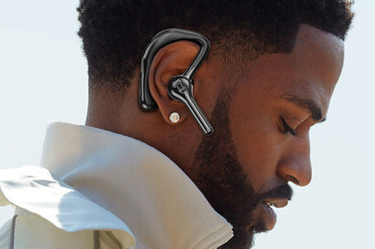 Single Earpiece Bluetooth Headset Wireless Earphone HiFi Sound Digital Display-Black