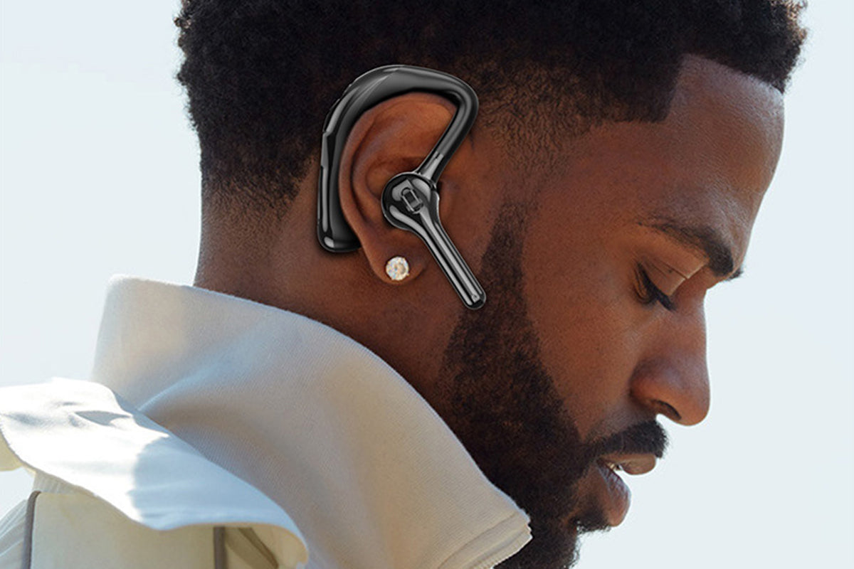 Single Earpiece Bluetooth Headset Wireless Earphone HiFi Sound Digital Display-Red