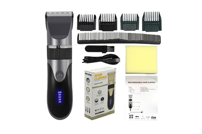 Cordless Barber Hair Clippers Mens Hair Trimmer with 4 Guards-Grey