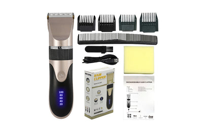Cordless Barber Hair Clippers Mens Hair Trimmer with 4 Guards-Rose Gold