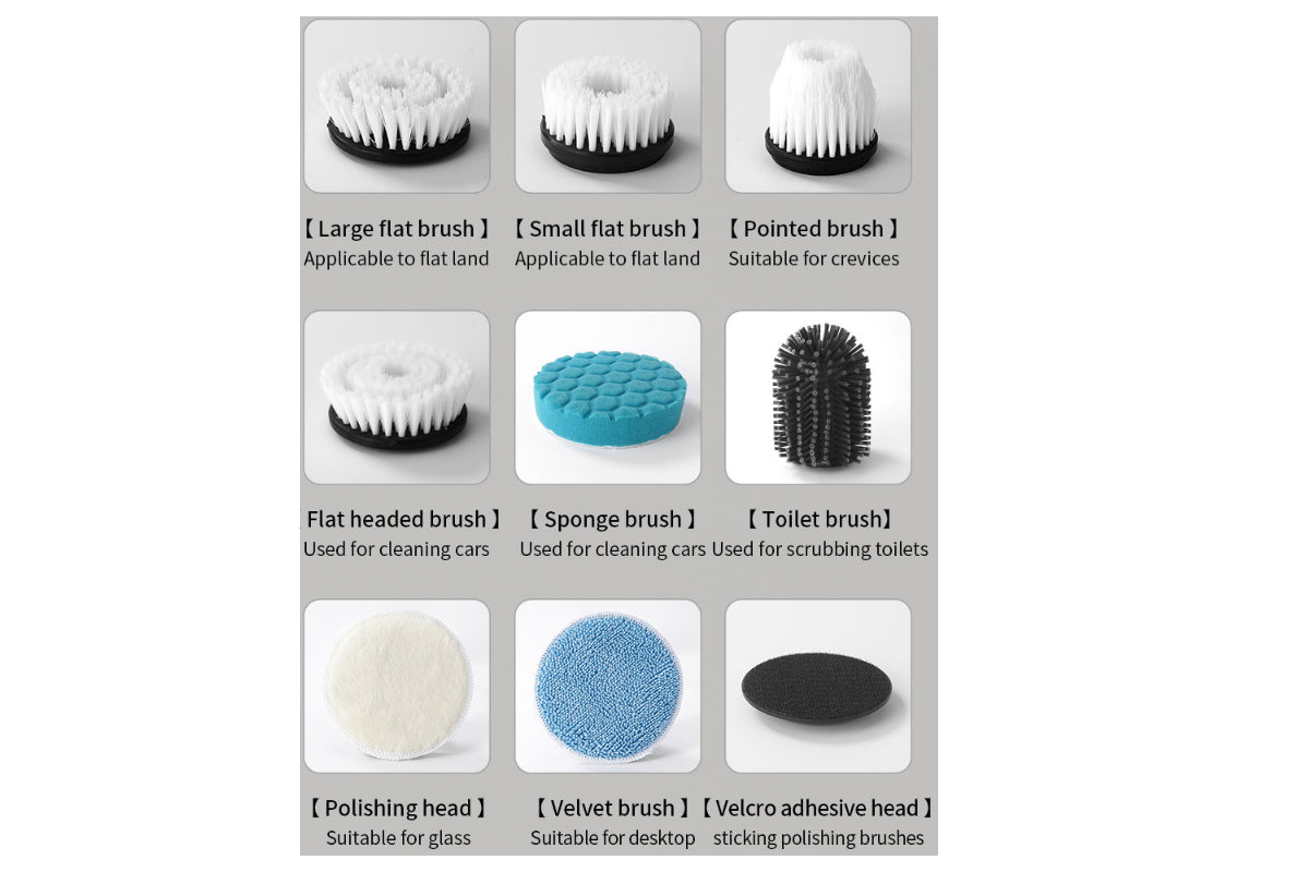 Electric Spin Scrubber 8 in 1 Shower Cleaning Brush with 9 Brush Heads
