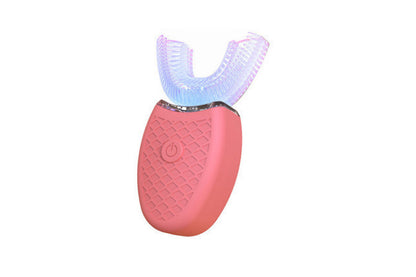 Ultrasonic Automatic Toothbrush Electric Teeth Whitening U-Shaped Brush-Red
