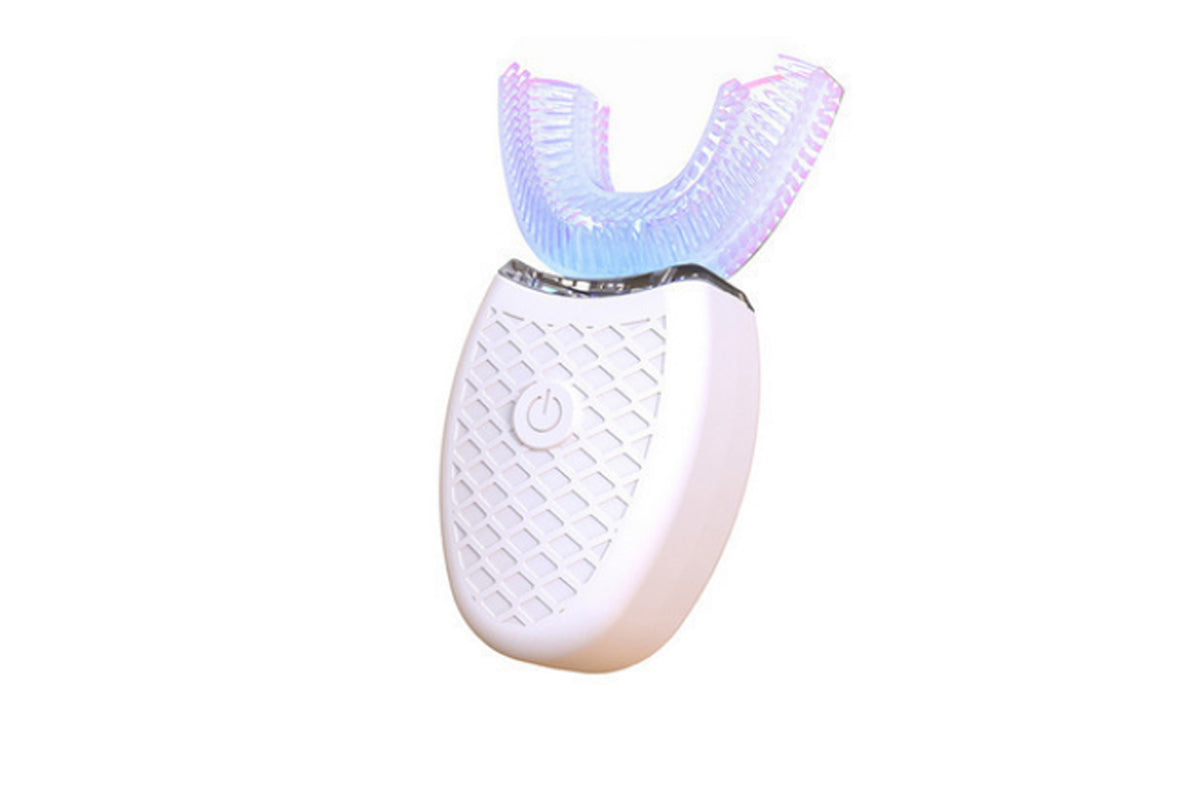 Ultrasonic Automatic Toothbrush Electric Teeth Whitening U-Shaped Brush-White