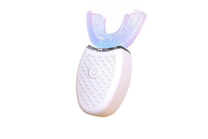 Ultrasonic Automatic Toothbrush Electric Teeth Whitening U-Shaped Brush-White