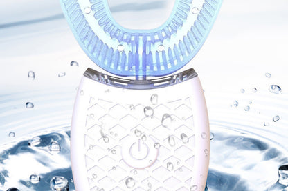 Ultrasonic Automatic Toothbrush Electric Teeth Whitening U-Shaped Brush-White