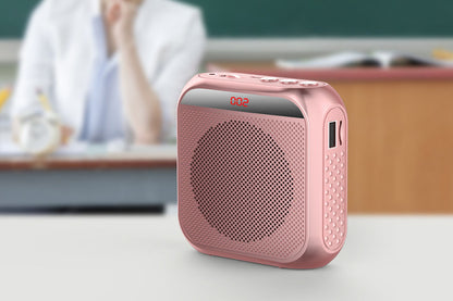 Portable Voice Amplifier with Wired Microphone Headset Rechargeable PA System Speaker-Rose Gold