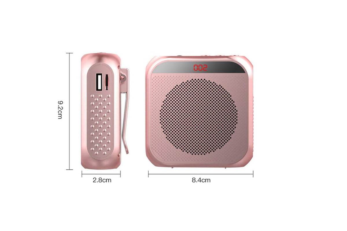 Portable Voice Amplifier with Wired Microphone Headset Rechargeable PA System Speaker-Rose Gold