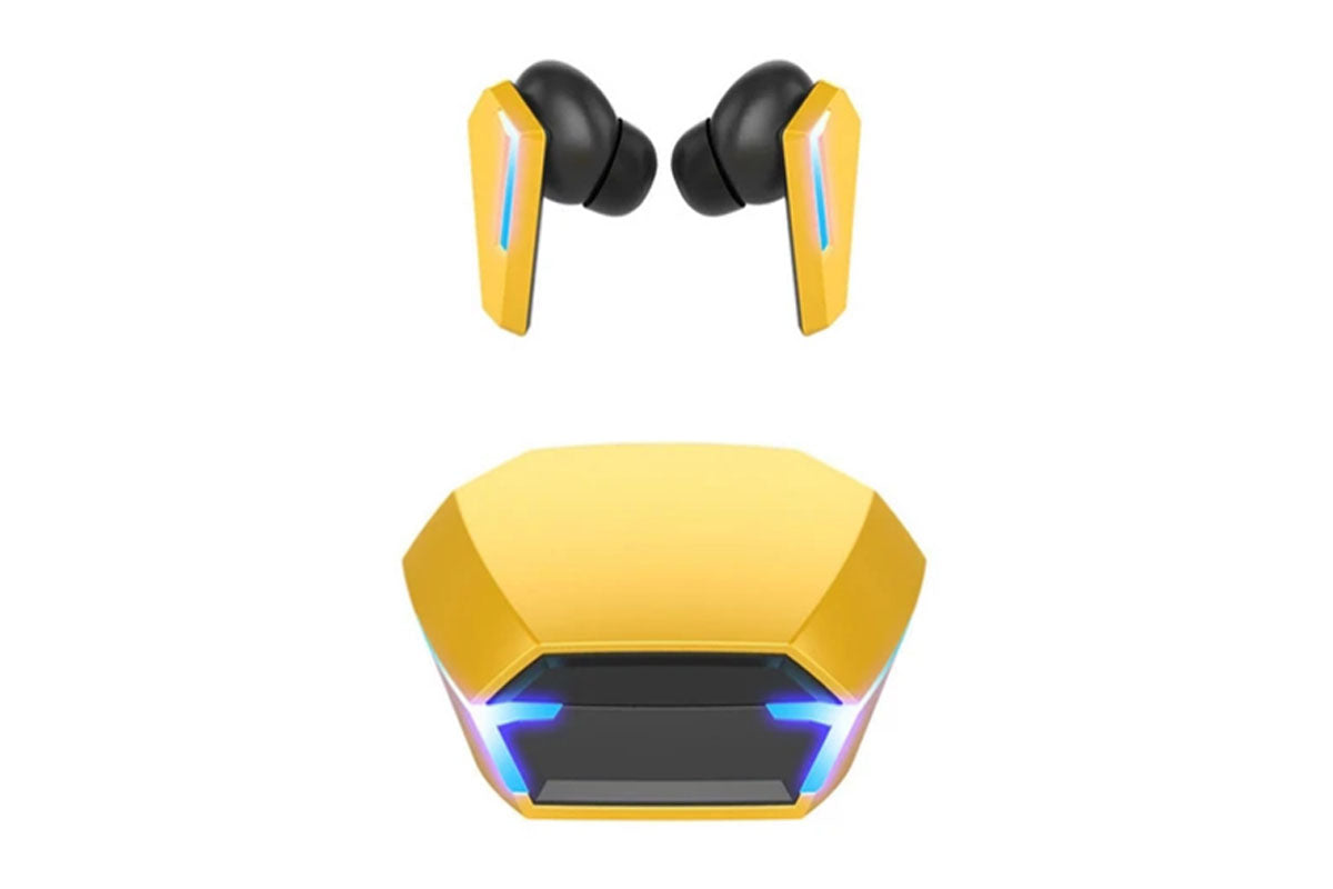 Wireless Gaming Earbuds Bluetooth 5.2 Headphones Microphone with Charging Case Christmas Gifts-Yelllow