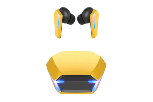 Wireless Gaming Earbuds Bluetooth 5.2 Headphones Microphone with Charging Case Christmas Gifts-Yelllow