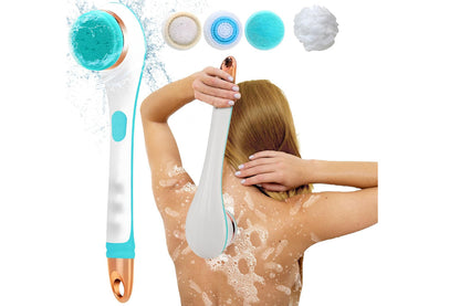 Electric Body Brush Scrubber Shower Brush with Long Handle Spin Skin Brush-Blue