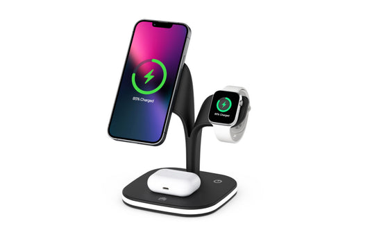 Wireless Charging Station Charging Stand Wireless Charger for iPhone 15/14/13/12 Series Apple Watch Series-Black