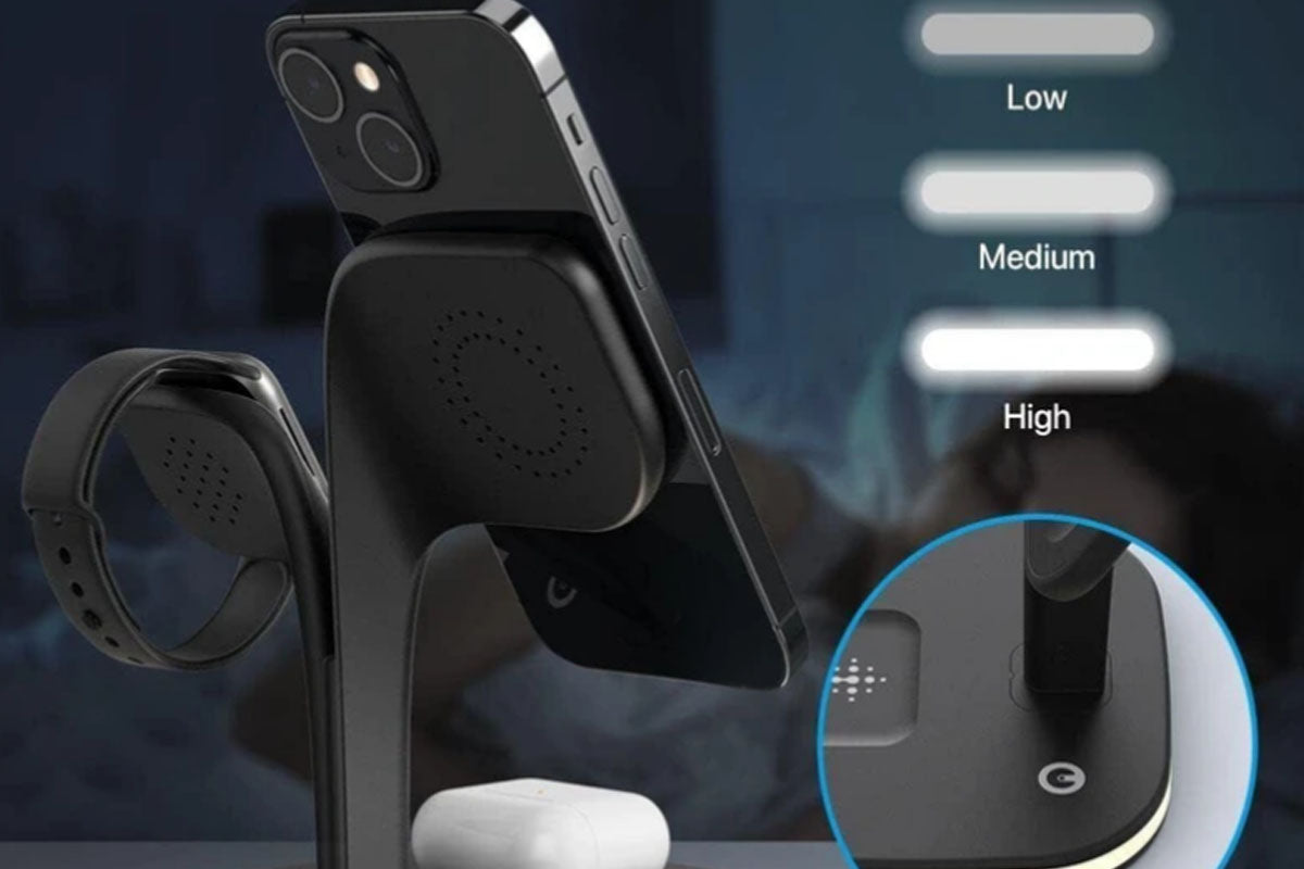 Wireless Charging Station Charging Stand Wireless Charger for iPhone 15/14/13/12 Series Apple Watch Series-Black
