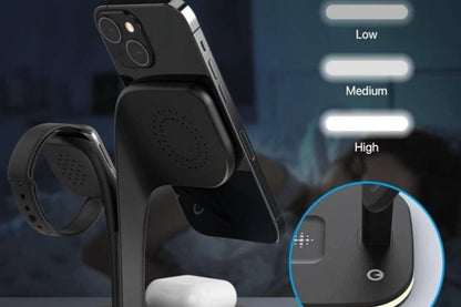 Wireless Charging Station Charging Stand Wireless Charger for iPhone 15/14/13/12 Series Apple Watch Series-Black