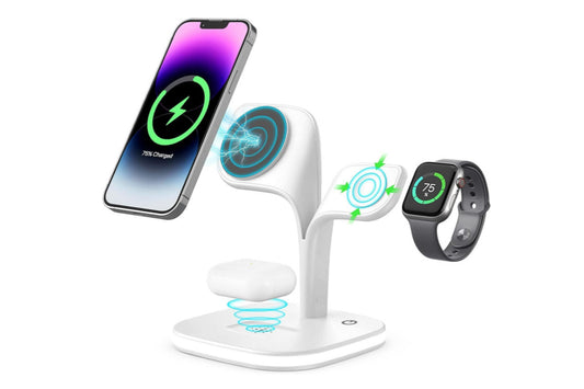 Wireless Charging Station Charging Stand Wireless Charger for iPhone 15/14/13/12 Series Apple Watch Series-White