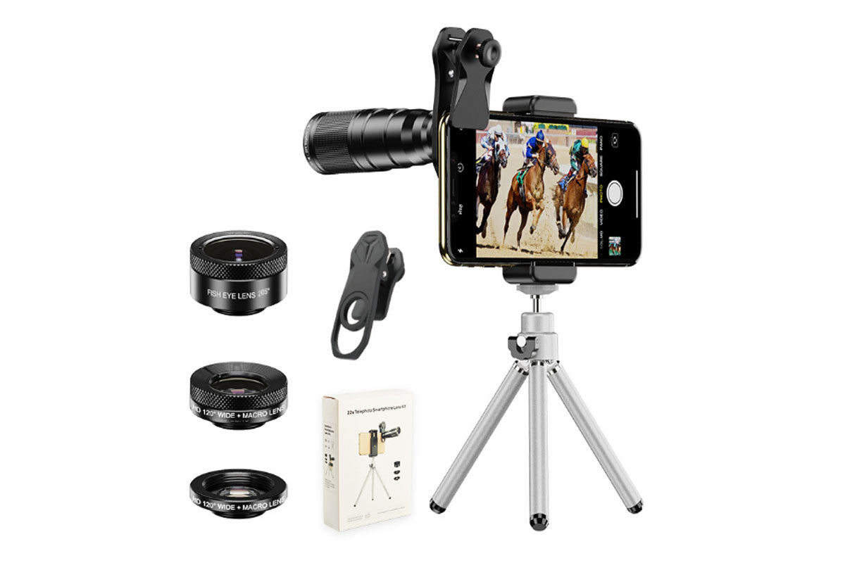 4-in-1 Mobile Phone Camera Lens Kit 22X Telephoto Lens Monocular Telescope for iPhone Android Cell Phone