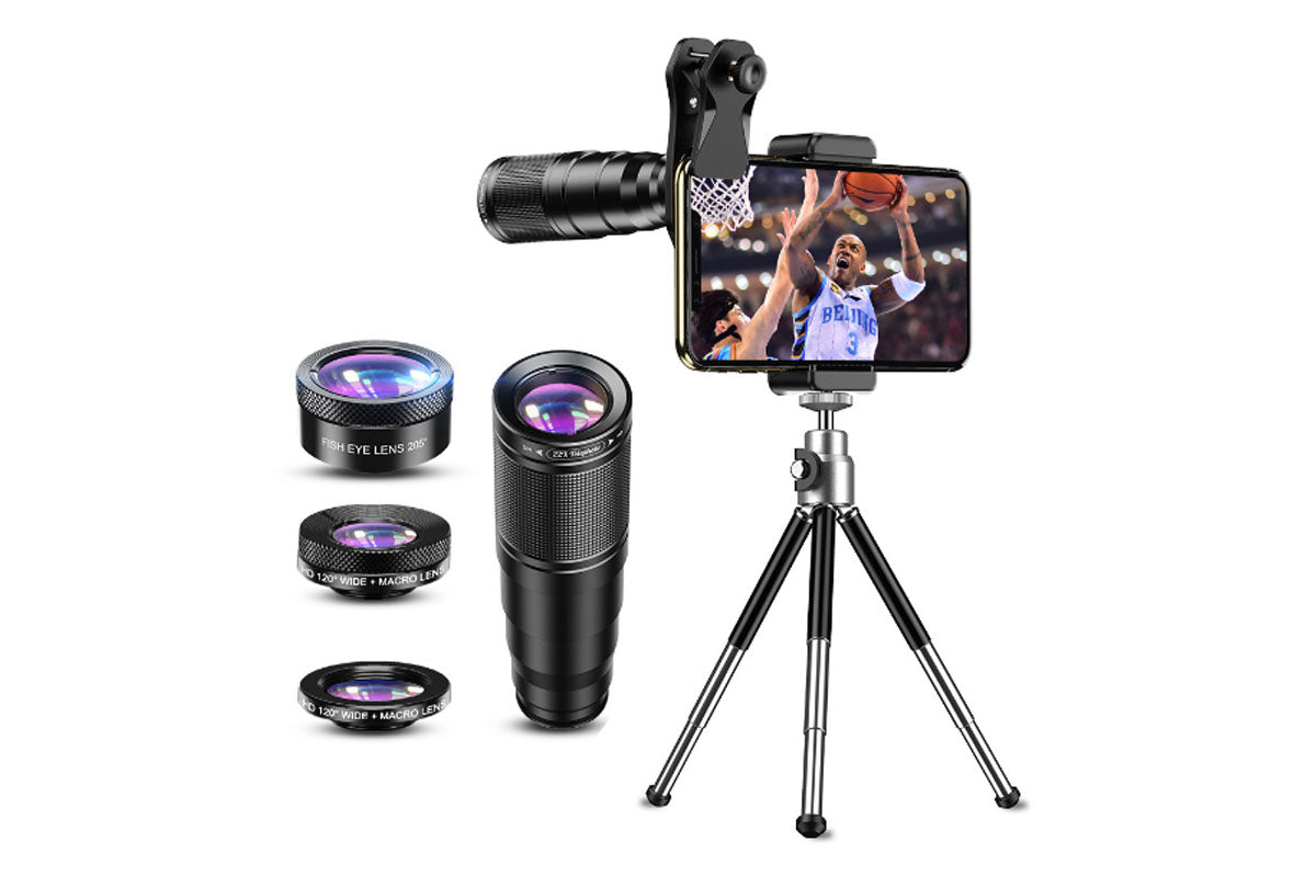 4-in-1 Mobile Phone Camera Lens Kit 22X Telephoto Lens Monocular Telescope for iPhone Android Cell Phone