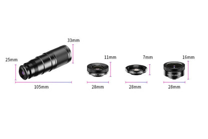 4-in-1 Mobile Phone Camera Lens Kit 22X Telephoto Lens Monocular Telescope for iPhone Android Cell Phone