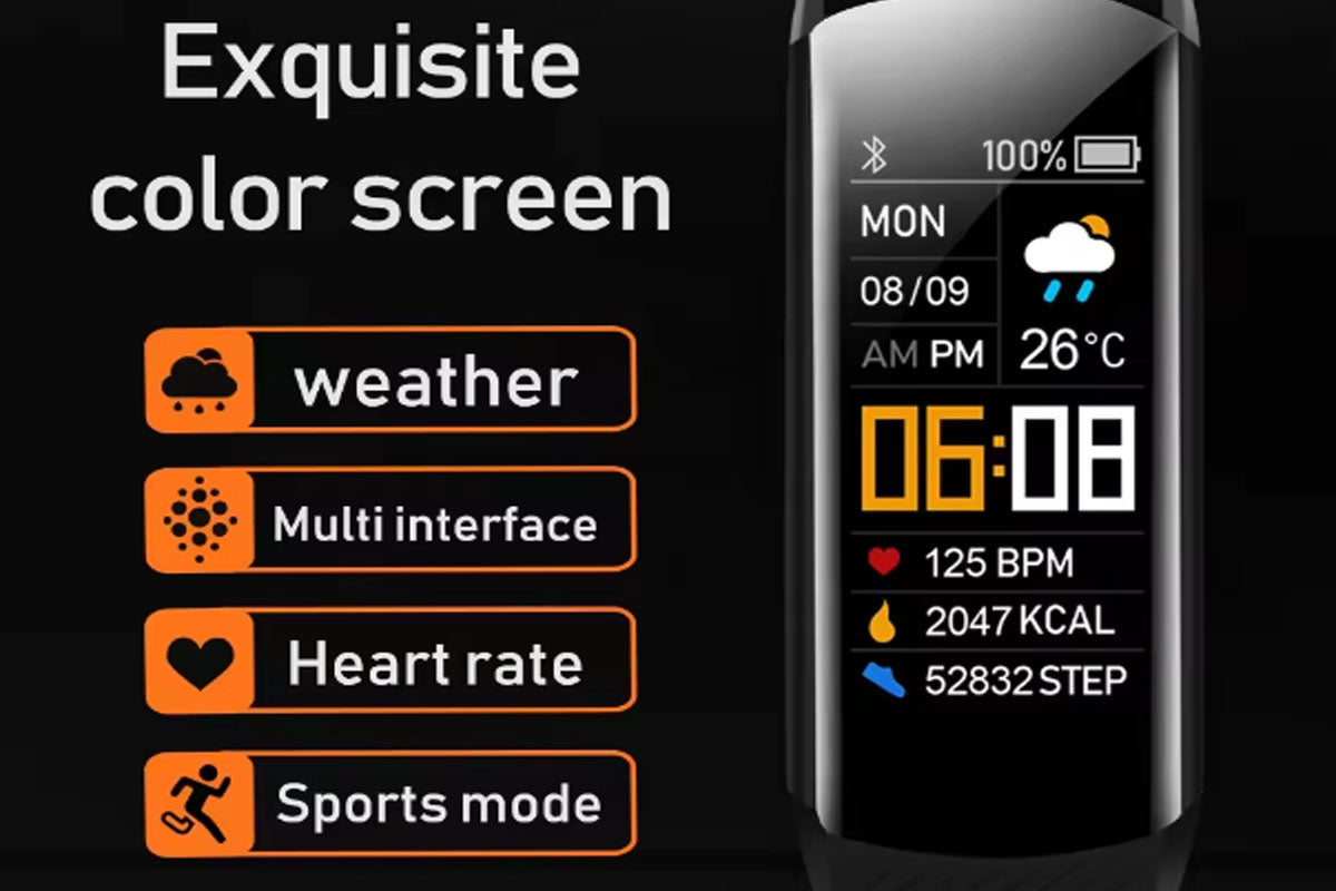 Fitness Watch Blood Oxygen Sleep Tracking with Activity Tracker and  Watch-Black