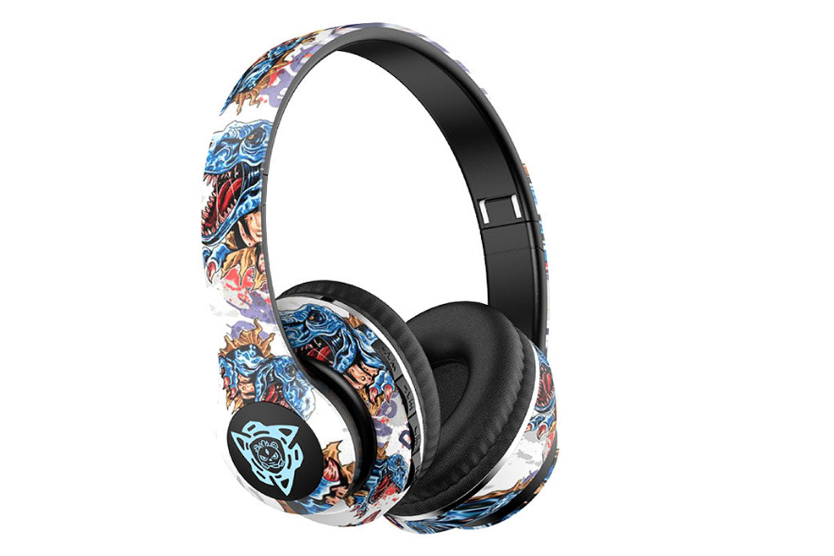 Graffiti Bluetooth 5.1 Headphones Over The Ear Foldable Wireless Game Headsets Hi-Fi Stereo Sound-Style 2