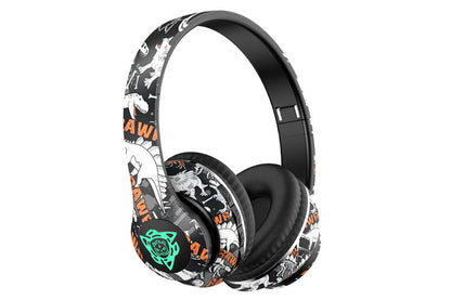 Graffiti Bluetooth 5.1 Headphones Over The Ear Foldable Wireless Game Headsets Hi-Fi Stereo Sound-Style 3