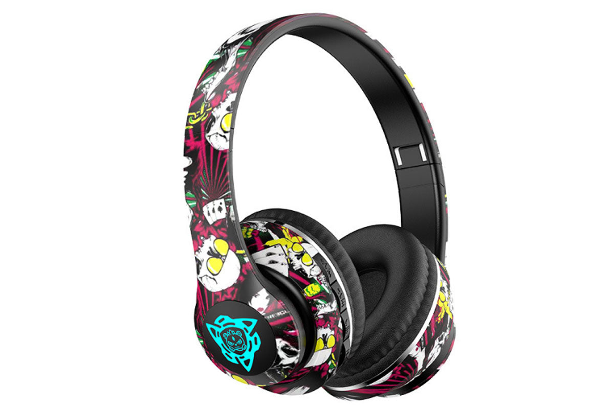 Graffiti Bluetooth 5.1 Headphones Over The Ear Foldable Wireless Game Headsets Hi-Fi Stereo Sound-Style 4