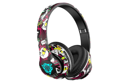 Graffiti Bluetooth 5.1 Headphones Over The Ear Foldable Wireless Game Headsets Hi-Fi Stereo Sound-Style 4
