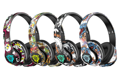 Graffiti Bluetooth 5.1 Headphones Over The Ear Foldable Wireless Game Headsets Hi-Fi Stereo Sound-Style 3