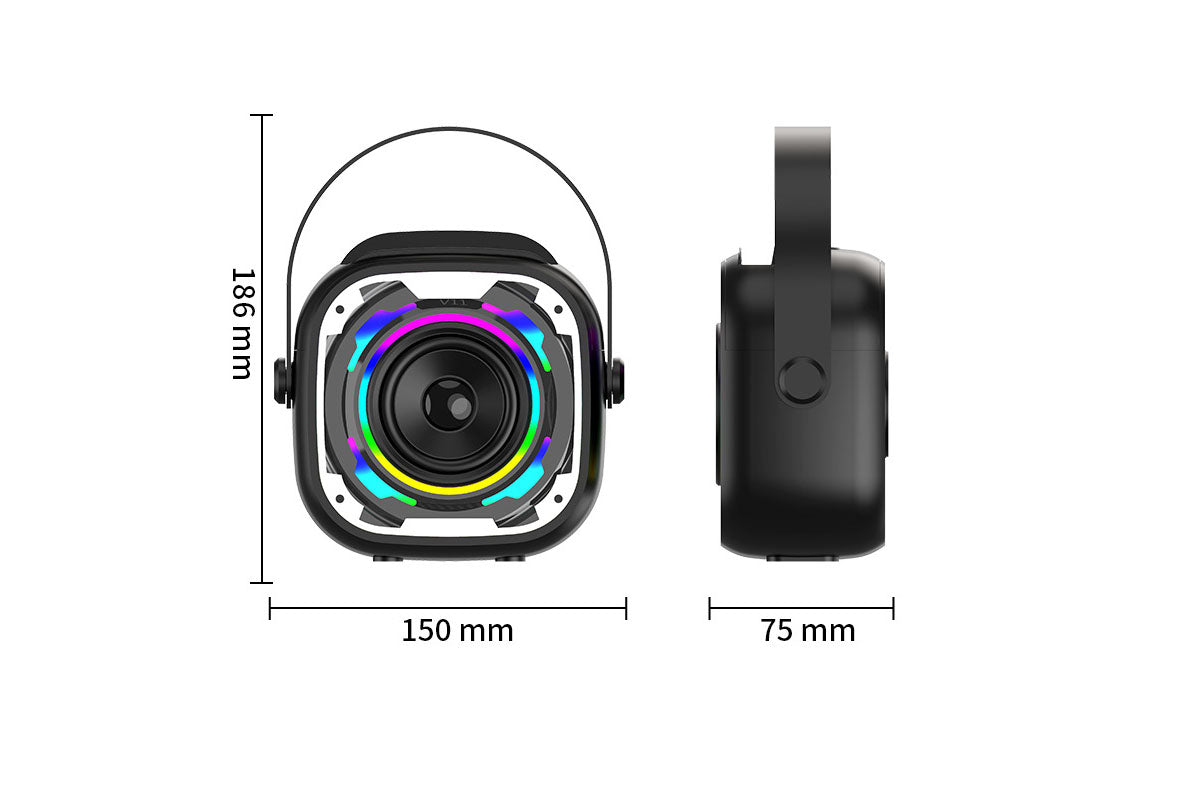 Portable Bluetooth Mini Karaoke Machine Wireless Microphone Adjustable with Colorful Lights-Black