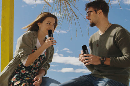 Portable Bluetooth Mini Karaoke Machine Wireless Microphone Adjustable with Colorful Lights-Black