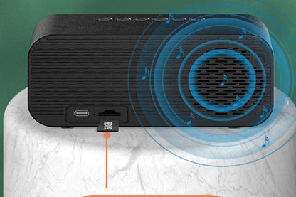 Portable Bluetooth Speaker Alarm Clock with Digital LED Display Smart Mirror Bluetooth Speaker Subwoofer Stereo Mini Clock-Black