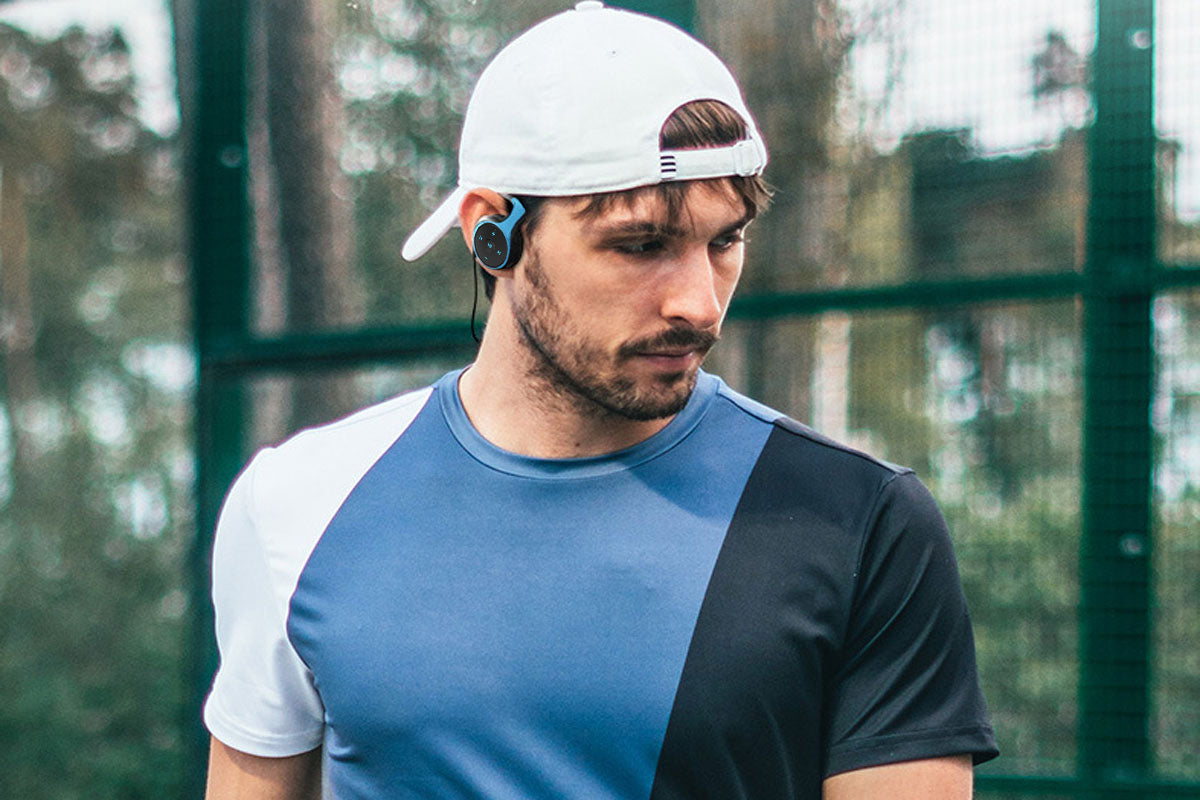 Bluetooth Headphones Wrap Around Head Sports Wireless Headset Foldable Behind The Head Headphones with TF Card Slot-Blue