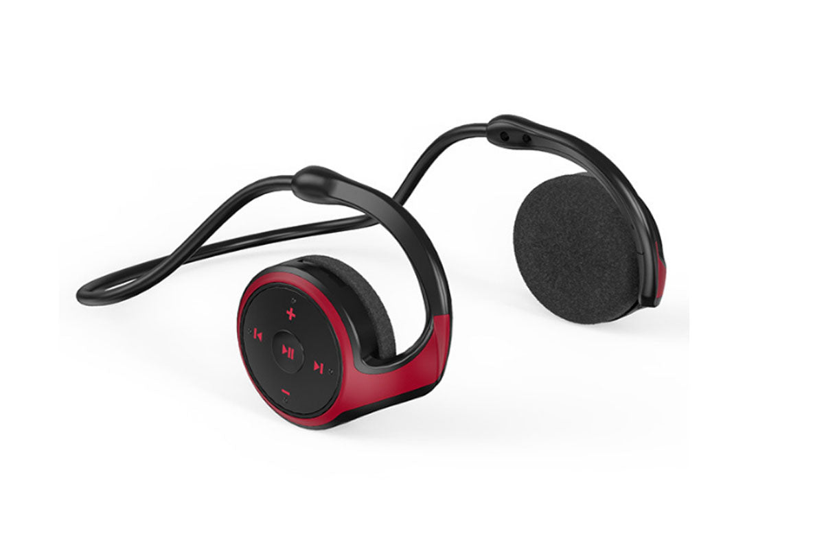 Bluetooth Headphones Wrap Around Head Sports Wireless Headset Foldable Behind The Head Headphones with TF Card Slot-Red