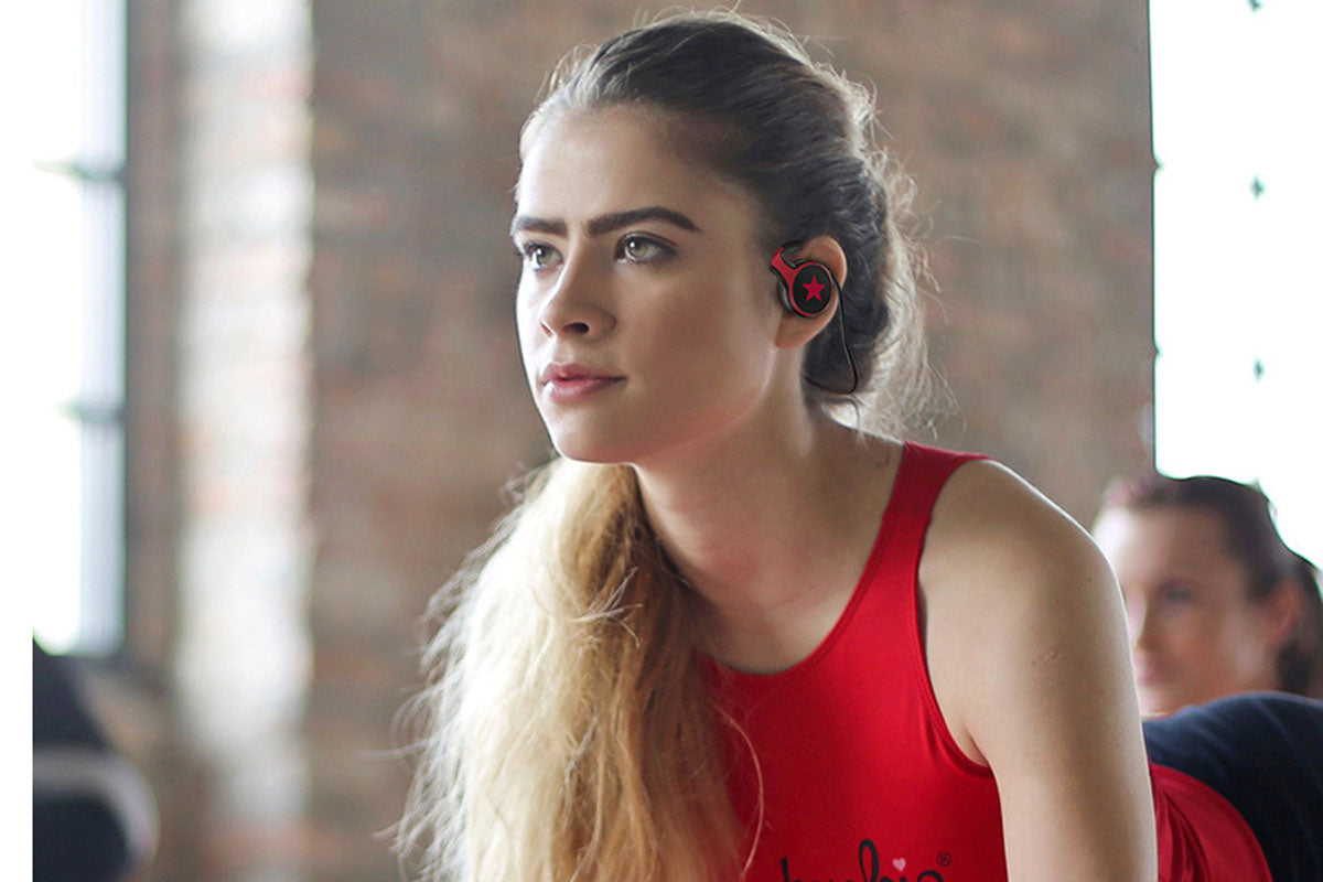 Bluetooth Headphones Wrap Around Head Sports Wireless Headset Foldable Behind The Head Headphones with TF Card Slot-Red