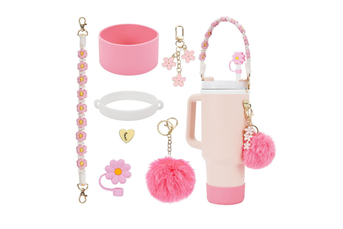 Stanley Cup Accessories Including Water Bottle Handle Strap-Pink