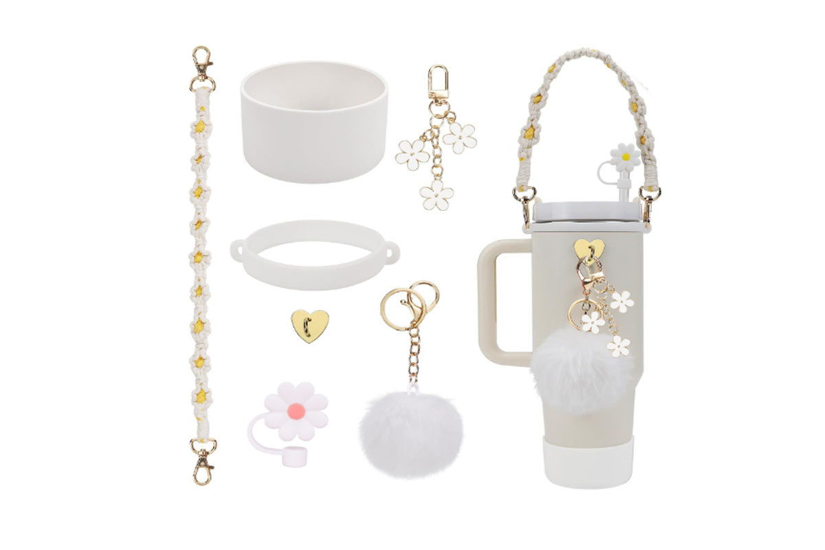 Stanley Cup Accessories Including Water Bottle Handle Strap-White