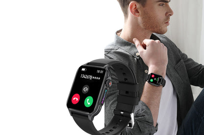 Answer Make Calls Smartwatch with Light Effects Waterproof Fitness Trackers Sports Watch-Black