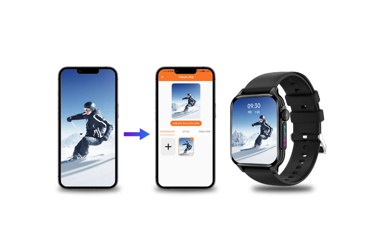 Answer Make Calls Smartwatch with Light Effects Waterproof Fitness Trackers Sports Watch-Black