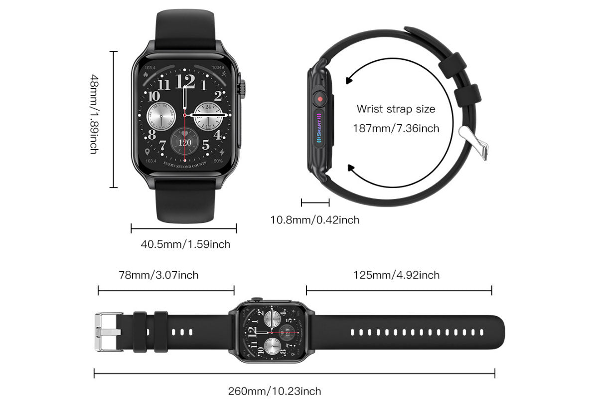 Answer Make Calls Smartwatch with Light Effects Waterproof Fitness Trackers Sports Watch-Black