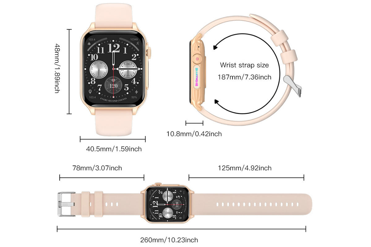 Answer Make Calls Smartwatch with Light Effects Waterproof Fitness Trackers Sports Watch-Beige