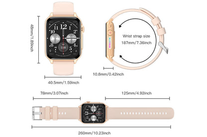 Answer Make Calls Smartwatch with Light Effects Waterproof Fitness Trackers Sports Watch-Beige