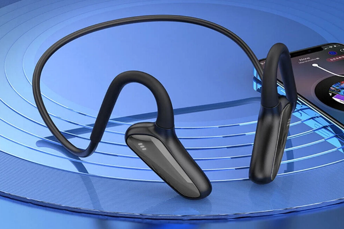 Bluetooth Bone Conduction Headphones Wireless Earphones with Microphone-Black