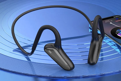 Bluetooth Bone Conduction Headphones Wireless Earphones with Microphone-Black